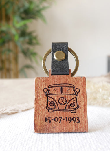 porte clé carré personnalisé bois 